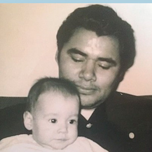 old photo of baby Angeline Boulley and her father